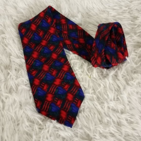 J. Garcia Tie War Collection 7 Blue/Red Geometric Jerry Garcia Necktie