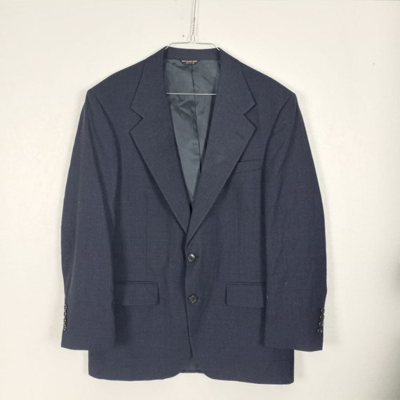 Bill Blass Suit Jacket 100% Wool Dark Blue M Medi… - image 1