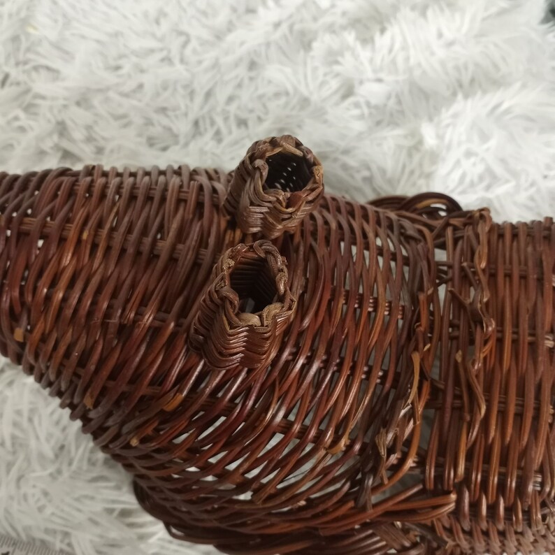 Vintage Wicker Cornucopia Basket Thanksgiving Plants Candy Etsy