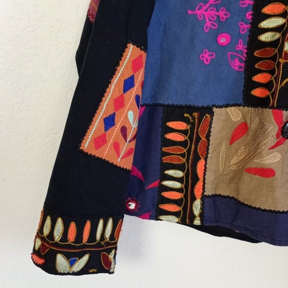 Anu Natural Jacket S Patchwork Boho Indie Hippy - image 4