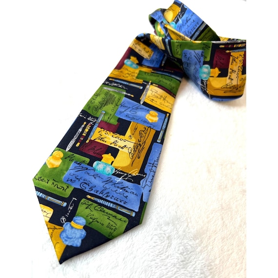 Alynn Vintage Tie Author Author Books Bookstore Bookworm Novels SILK Necktie