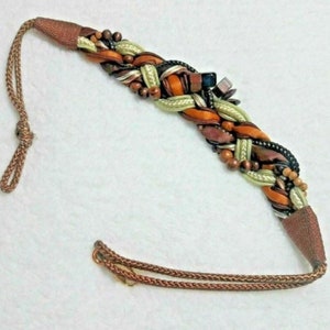 Vintage 80&#39;s Belt Twisted Rope Braided Wood Beads
