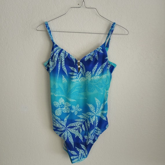 Christina One Piece Swimsuit Tropical Floral Blue… - image 1