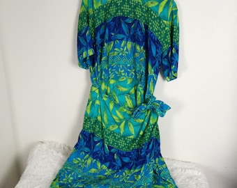 Jessica Howard Vintage Dress Wrap Zip Back Size 16 Tropical Floral