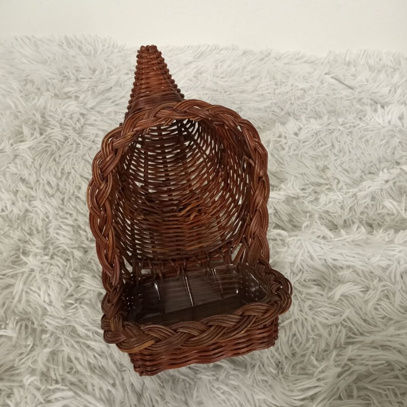 Vintage Wicker Cornucopia Basket Thanksgiving Plants Candy Etsy