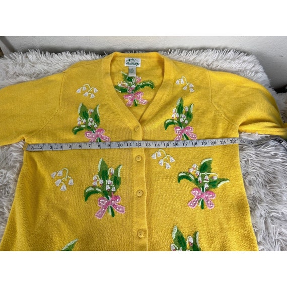 Quacker Factory XL Yellow Button Cardigan Flower … - image 4