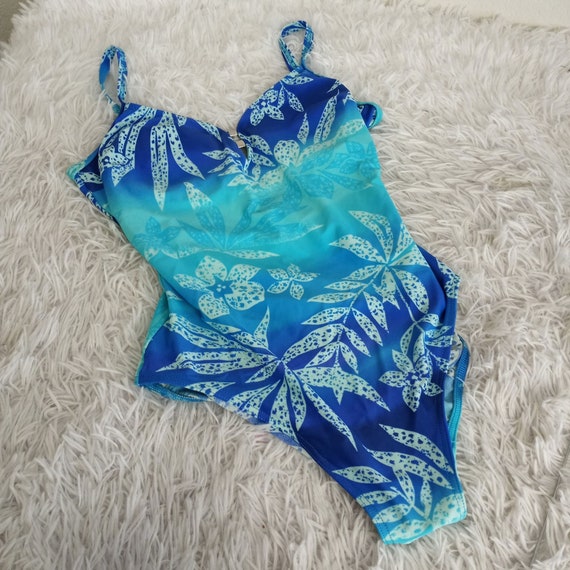 Christina One Piece Swimsuit Tropical Floral Blue… - image 9