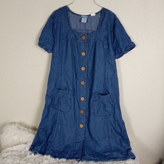 Koret Petite XL Denim Button Front Dress Cotton F… - image 4