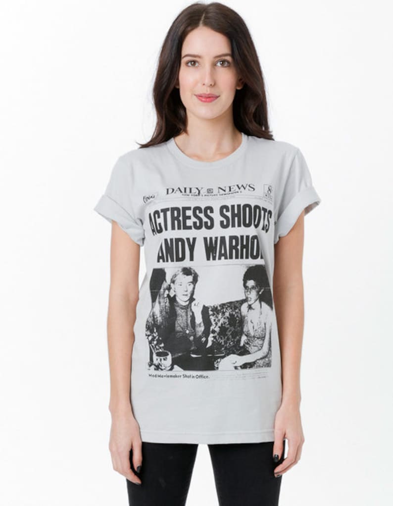 Pop Art Actress Shoots Andy Warhol Unisex Tshirt Available in 3 Colors