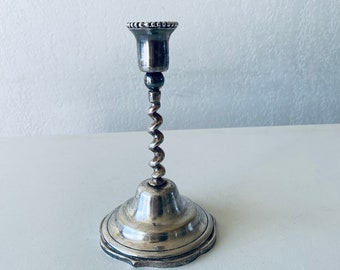 Old silver twisted candle holder