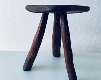 Old milking stool, antique brutalist stool