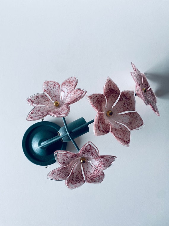 Misschien boiler bod Murano glazen bloem wandlamp - Etsy Nederland