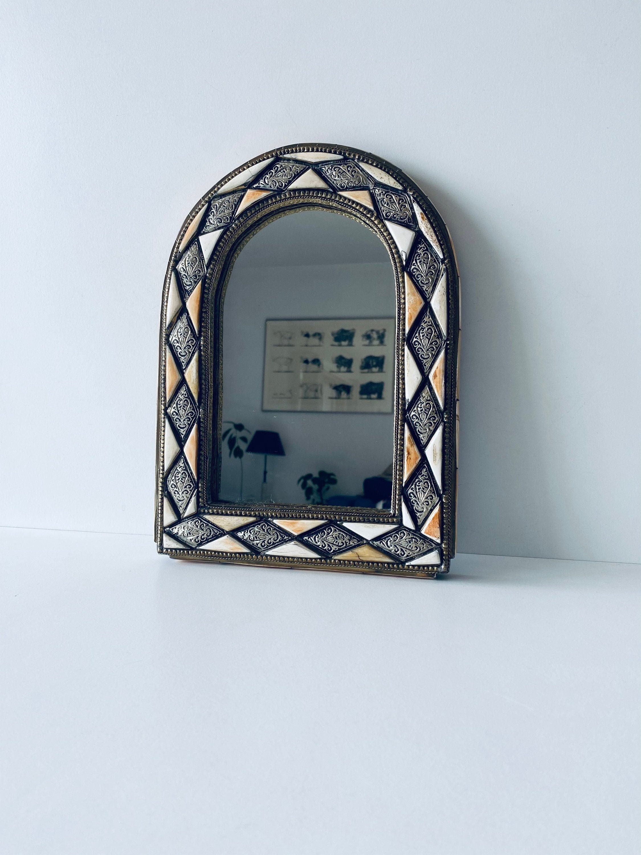 Miroir Oriental Laiton et Os