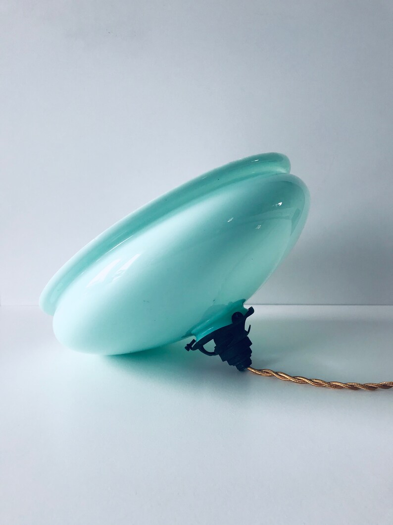 Vintage light mint Blue glass Pendant