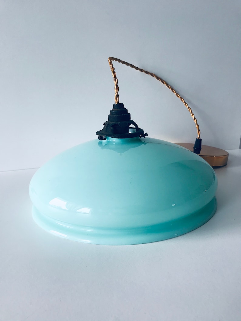 Vintage light mint Blue glass Pendant