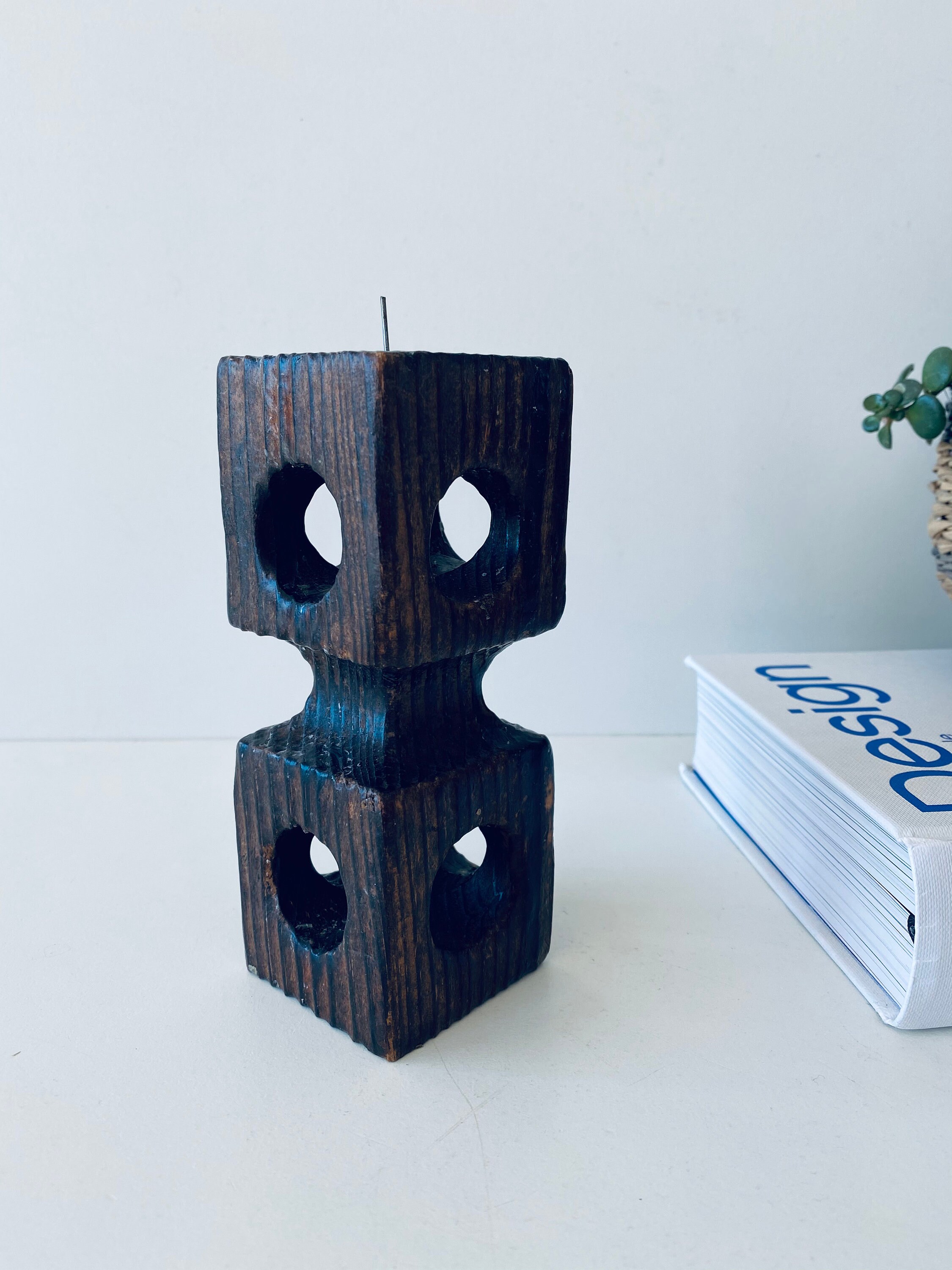 Bougeoir Pique Cierge en Bois Brut