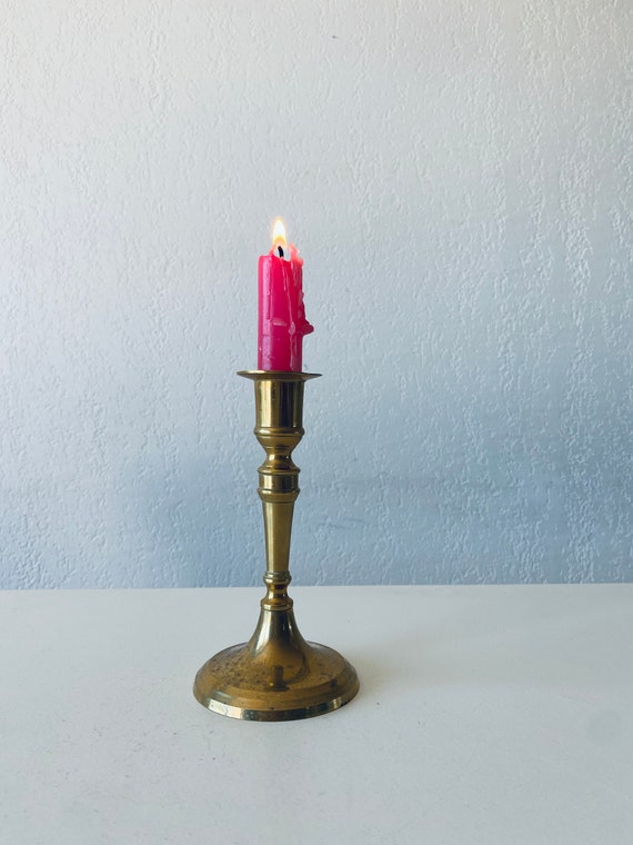2 Vintage Brass Miniature Candleholders little girl candle holder / snuffer