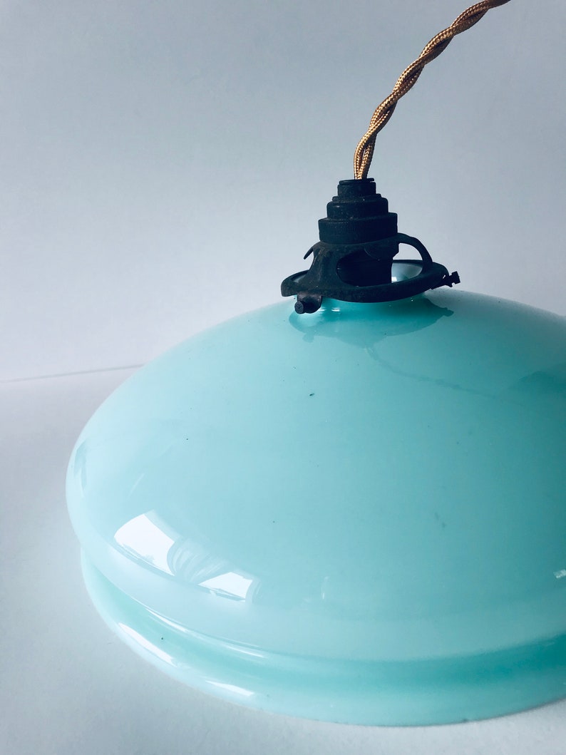 Vintage light mint Blue glass Pendant