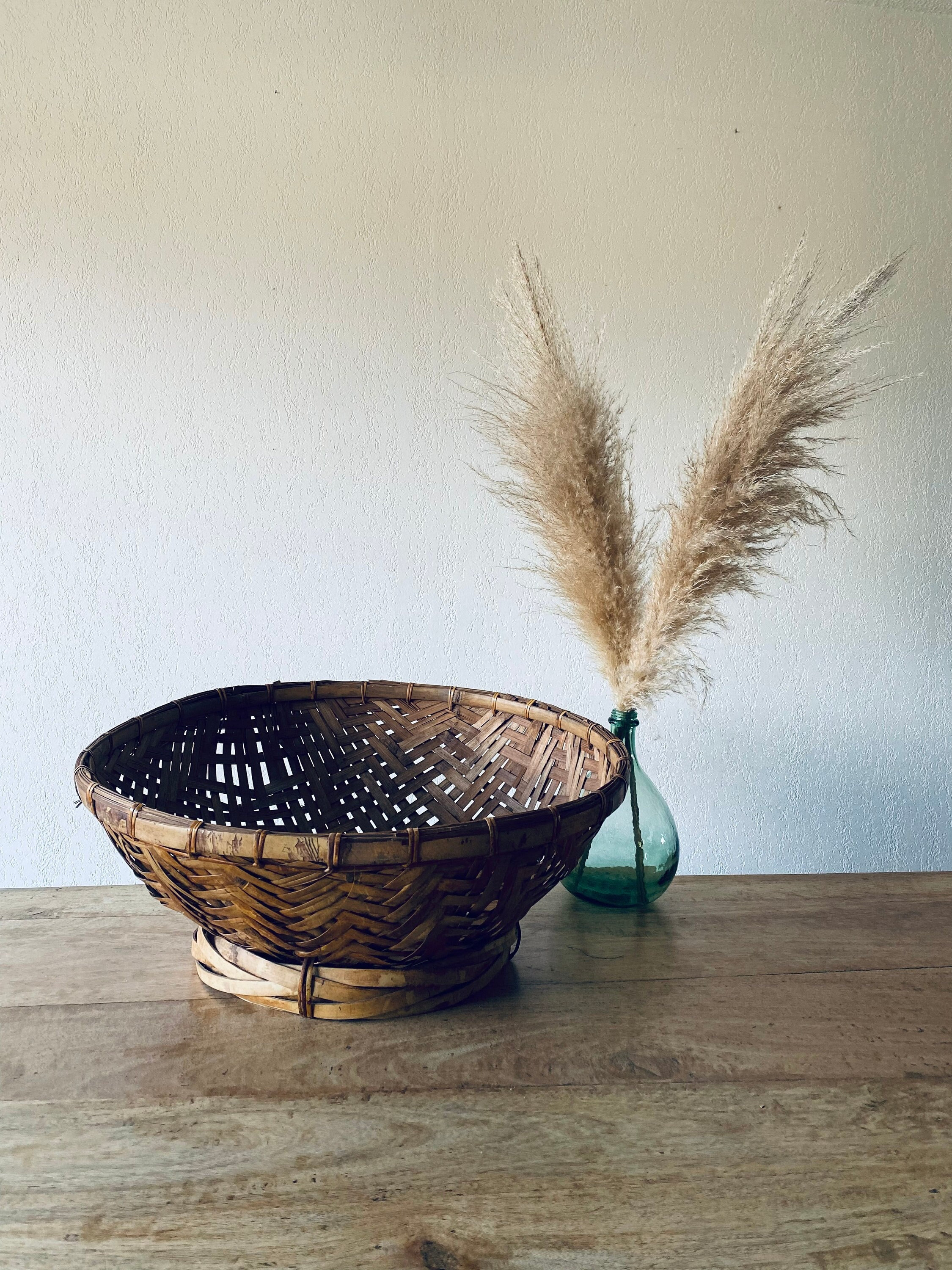 Grande Panière Bohème en Bambou Tressé