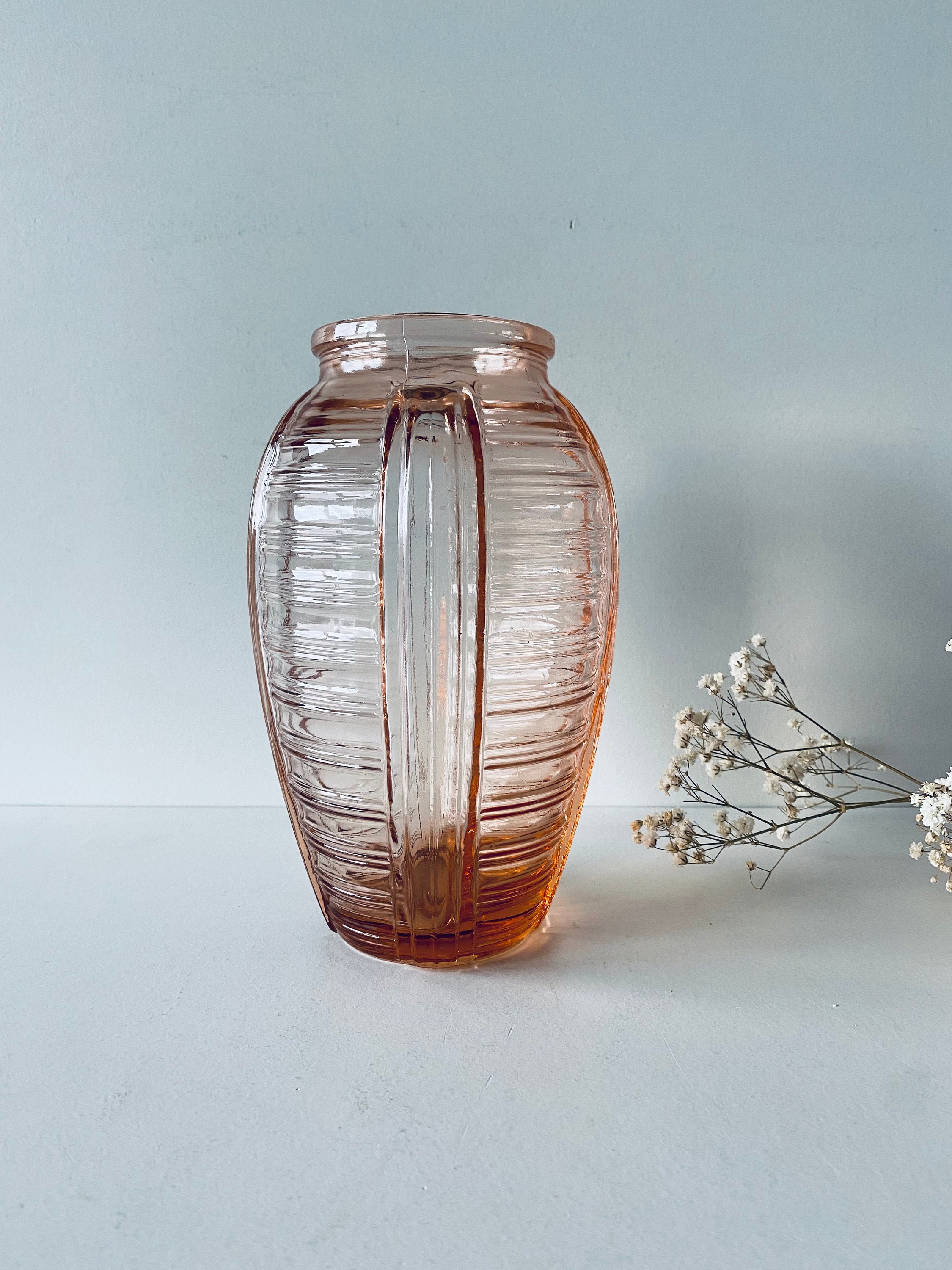 Vase Ancien en Verre Rose