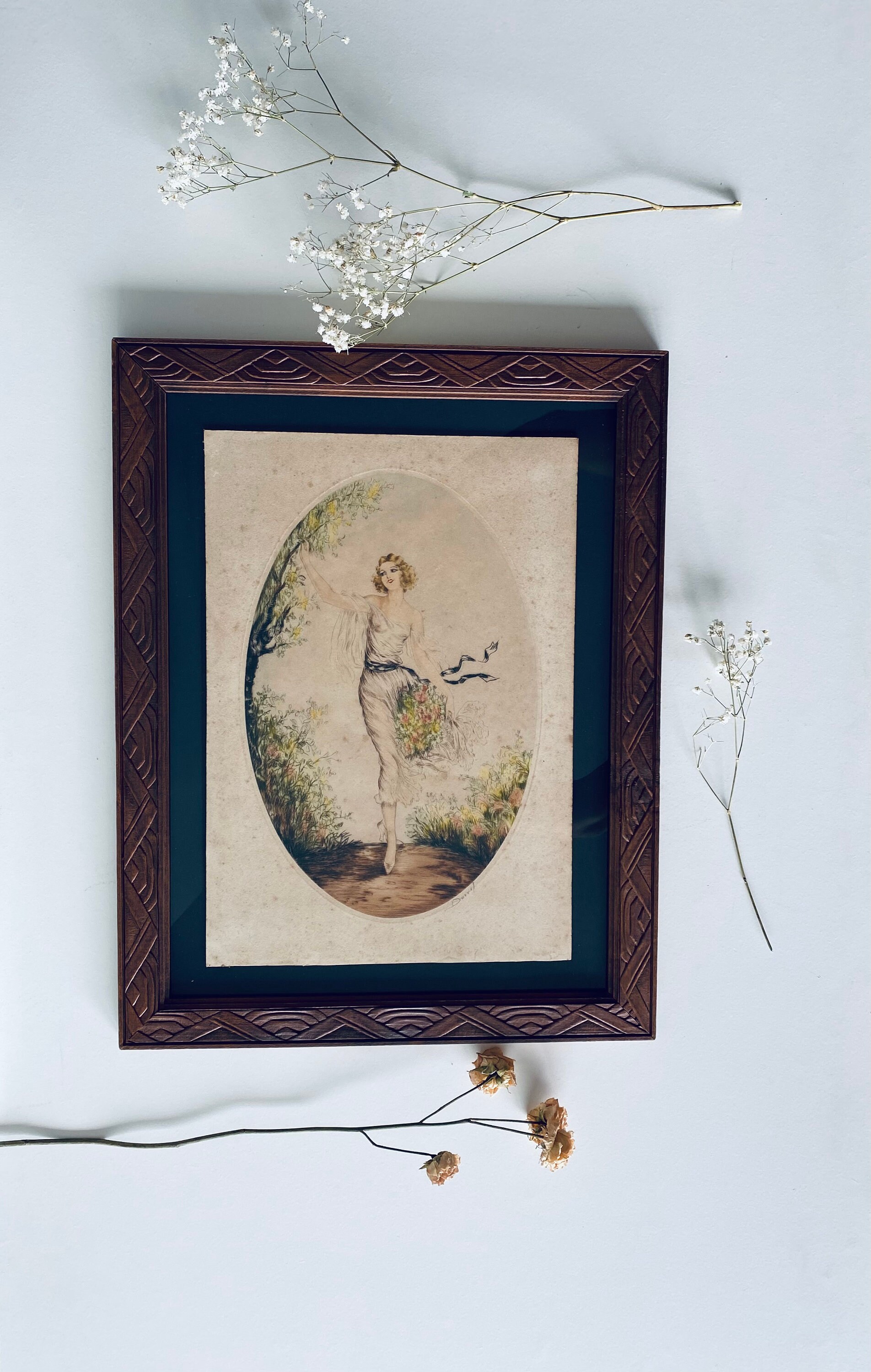 Gravure Art Déco Signée Dorval Encadrée