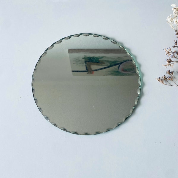 Ancien miroir rond à poser biseauté