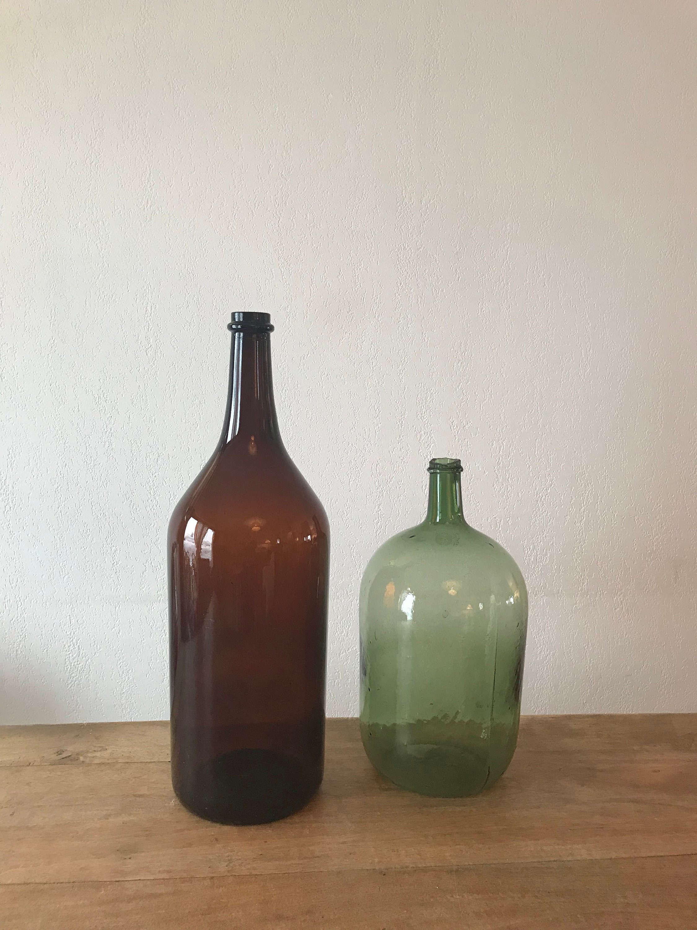 Grande Bouteille Vintage en Verre Ambré