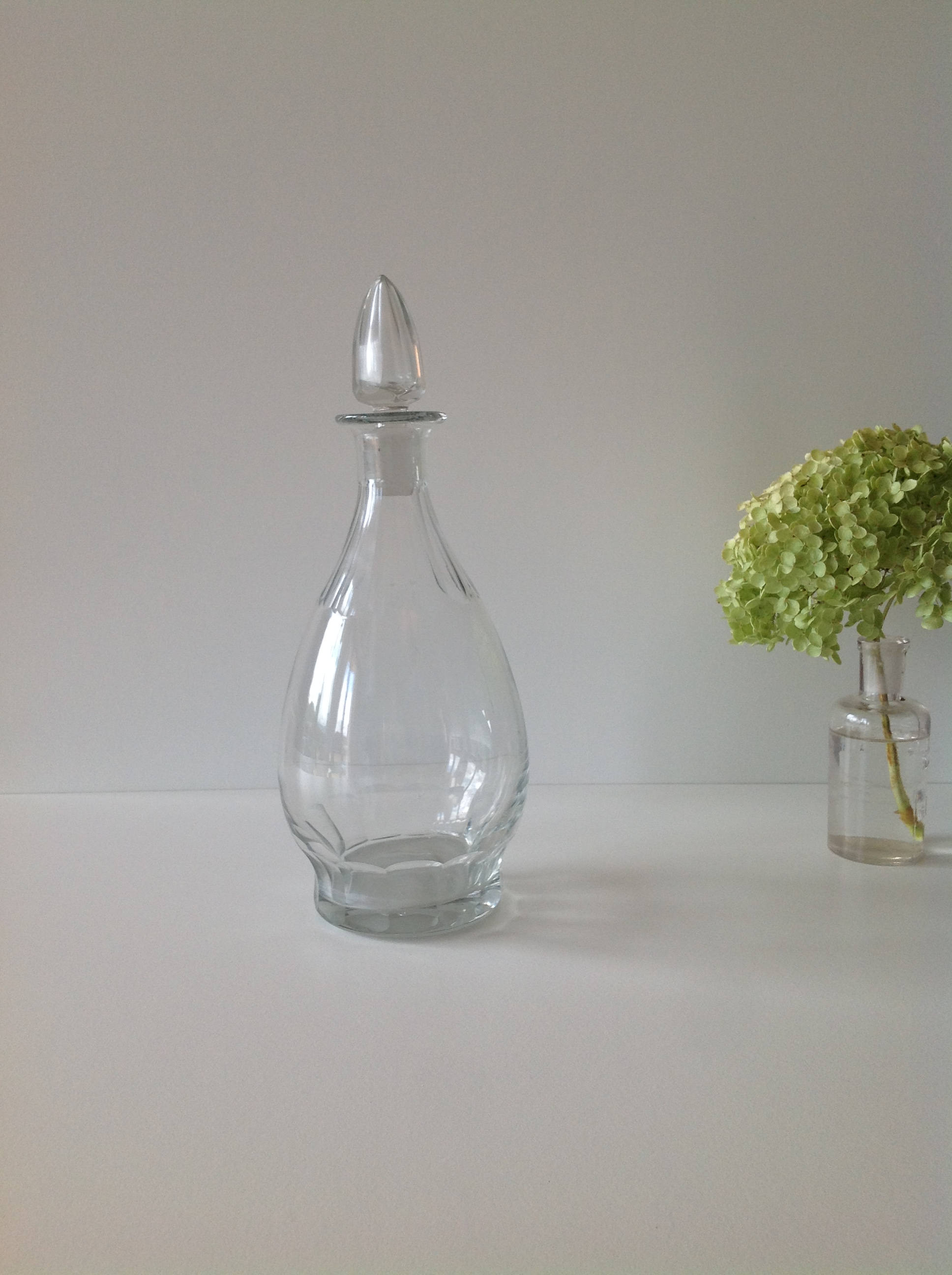 Carafe Ancienne en Verre Transparent, French Antique Old Glass Decanter