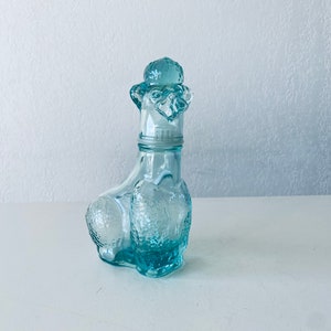 Vintage glass decanter shaped dog poodle