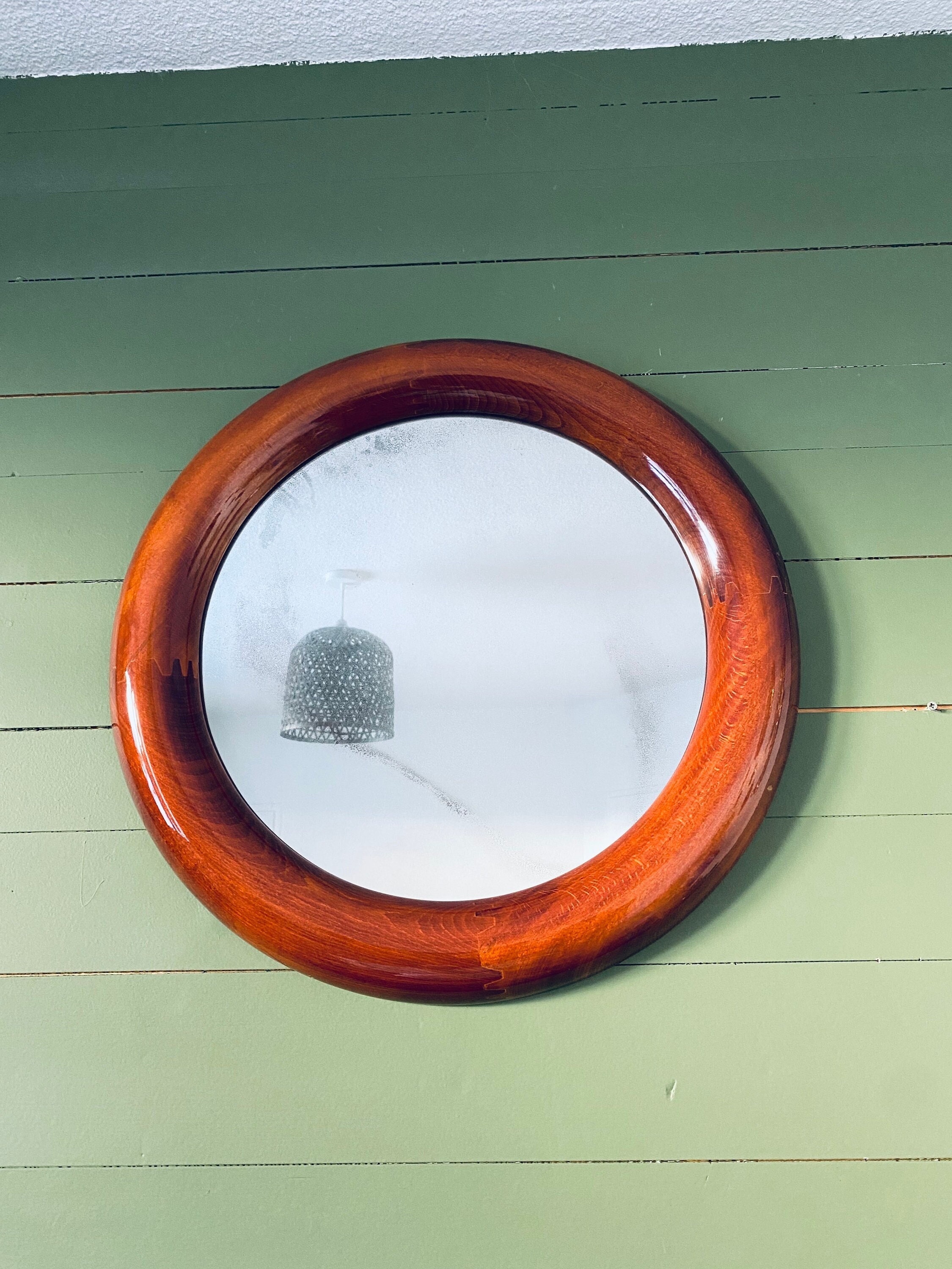 Grand Miroir Rond en Bois