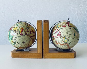 Pair of world map bookends