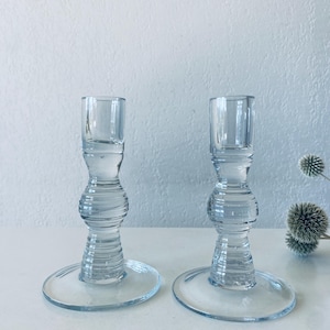 Pair of glass candlesticks