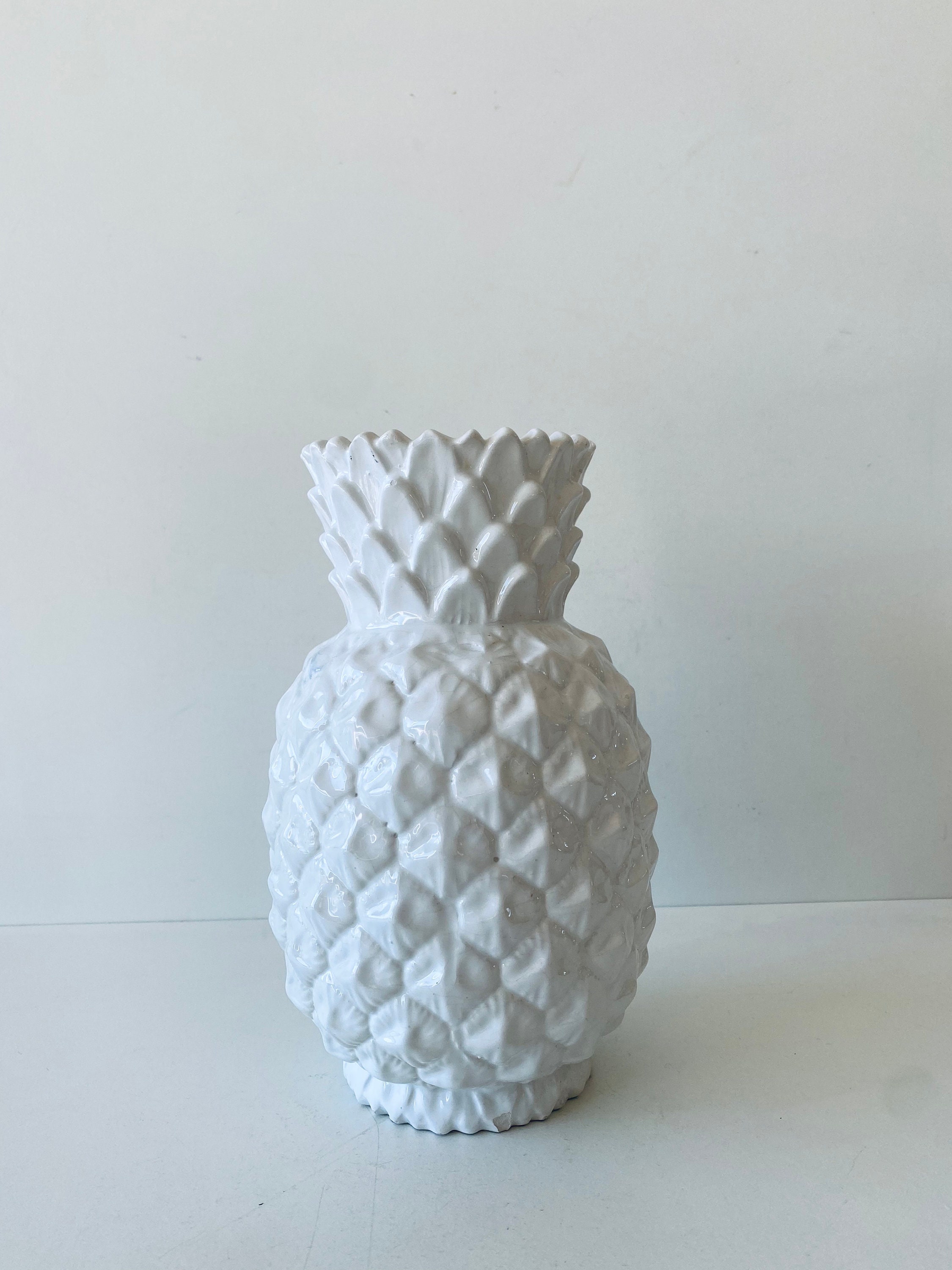 Vase Vintage Ananas Blanc en Céramique