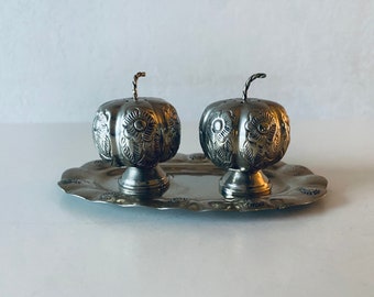 Duo salière et poivrière en argent mexicain