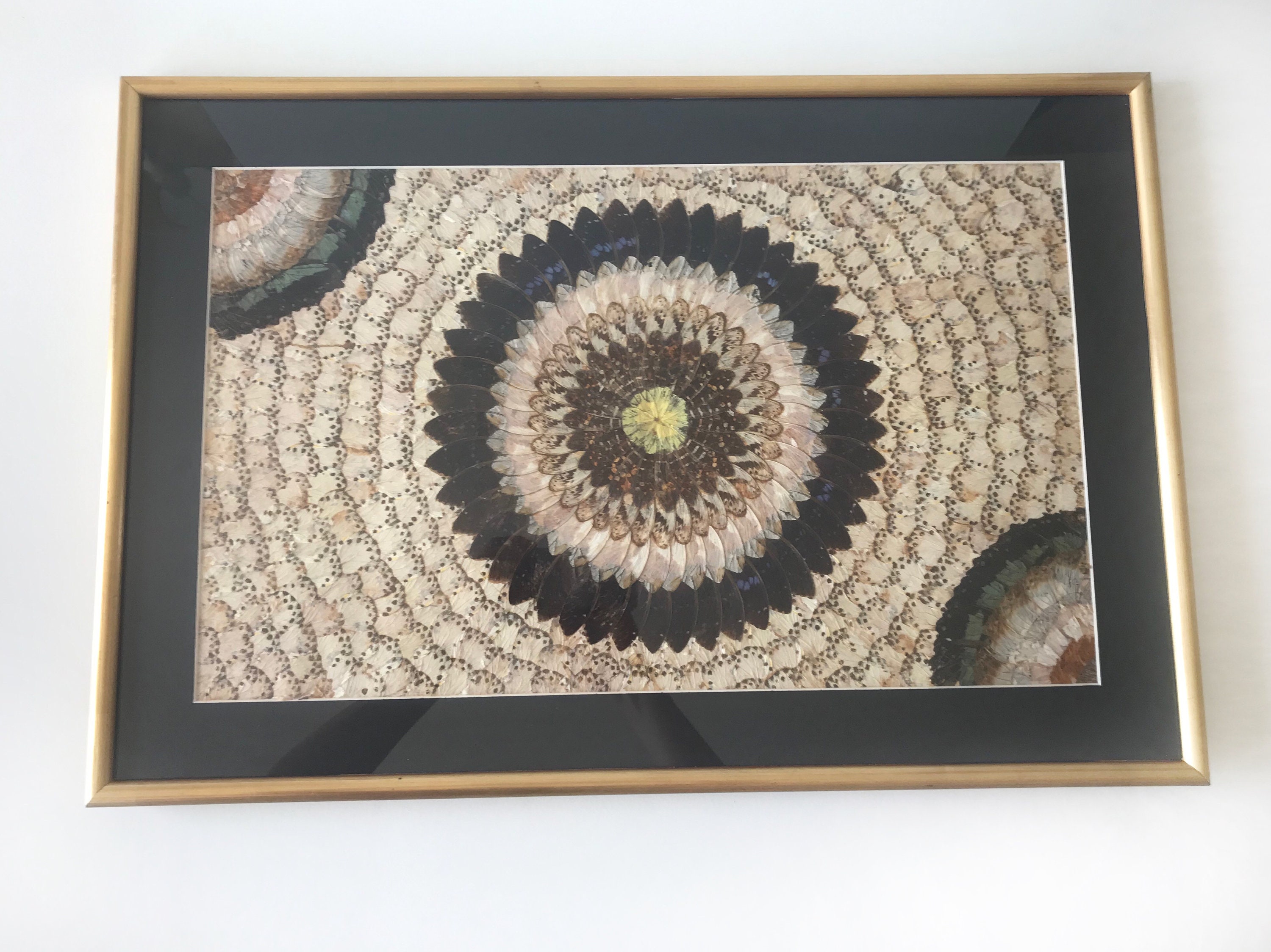 Tableau Ancien d'art Africain Ailes de Papillons