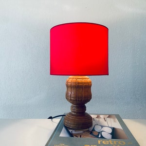 Carved wooden lamp