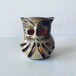 Stoneware owl incense burner