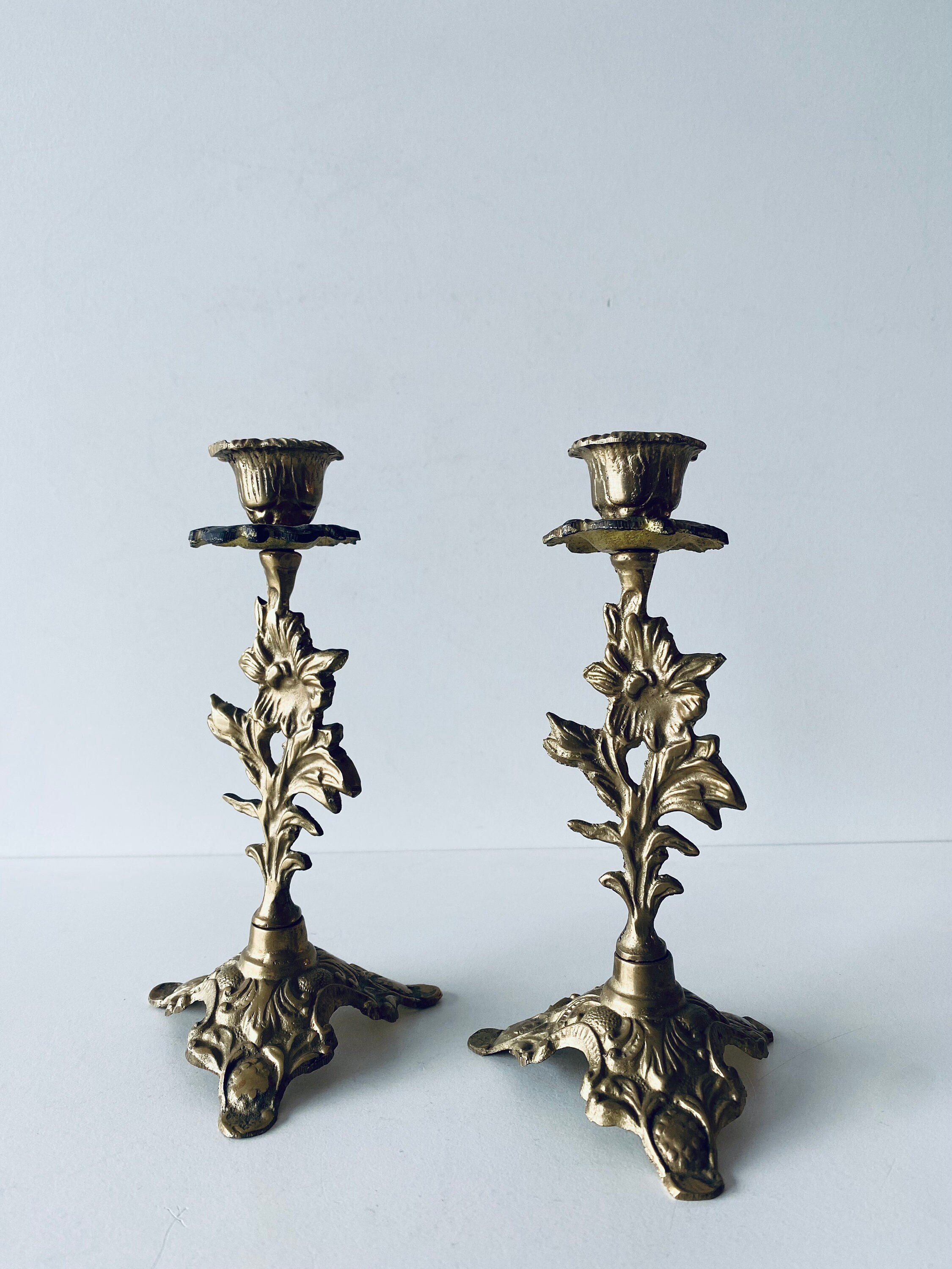 Paire de Bougeoirs en Bronze Xixe