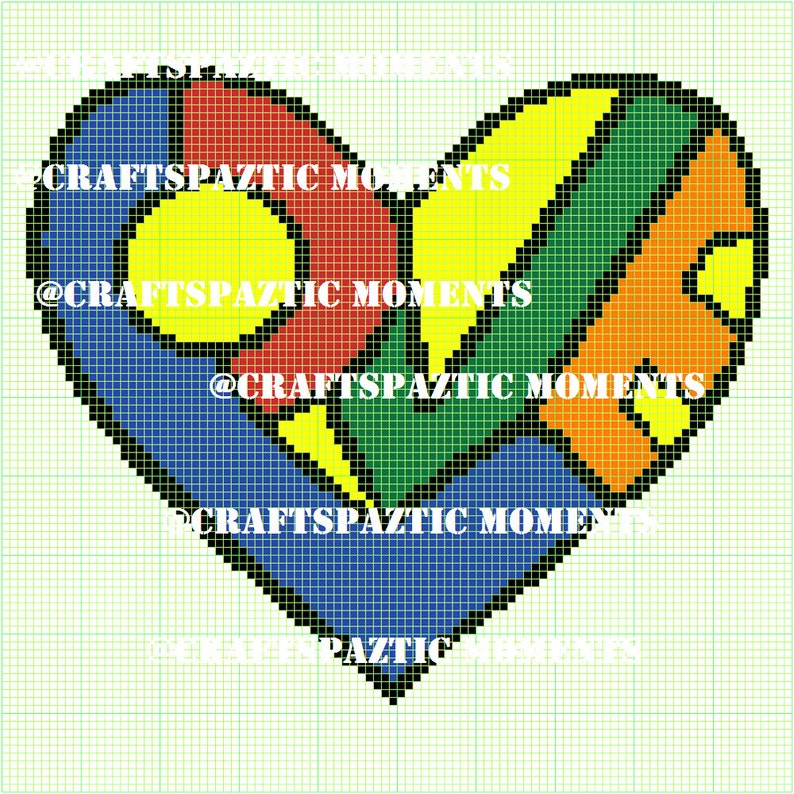 Colorful Love Heart C2c Graph Graphghan Crochet Throw Blanket Etsy Colorful Love Heart C2c Graph Graphghan Crochet Throw Blanket Etsy