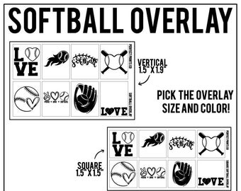 Softball Full Box Overlay Stickers