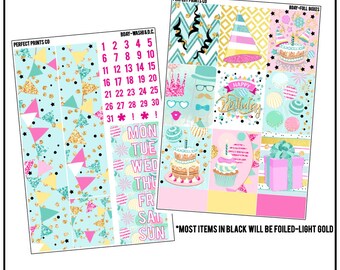 FOIL BDay Planner Sticker Kit, For use with Vertical Planners