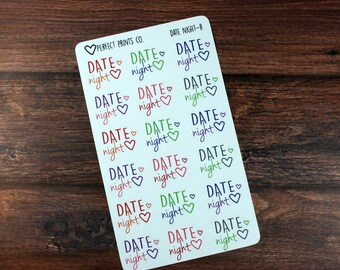 Date Night Planner Sticker, For use with Erin Condren Life Planner, Kikki K, Limelife, Plum Paper Planner