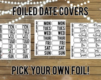 Foiled Date Cover Planner Stickers, For use with Erin Condren Life Planner