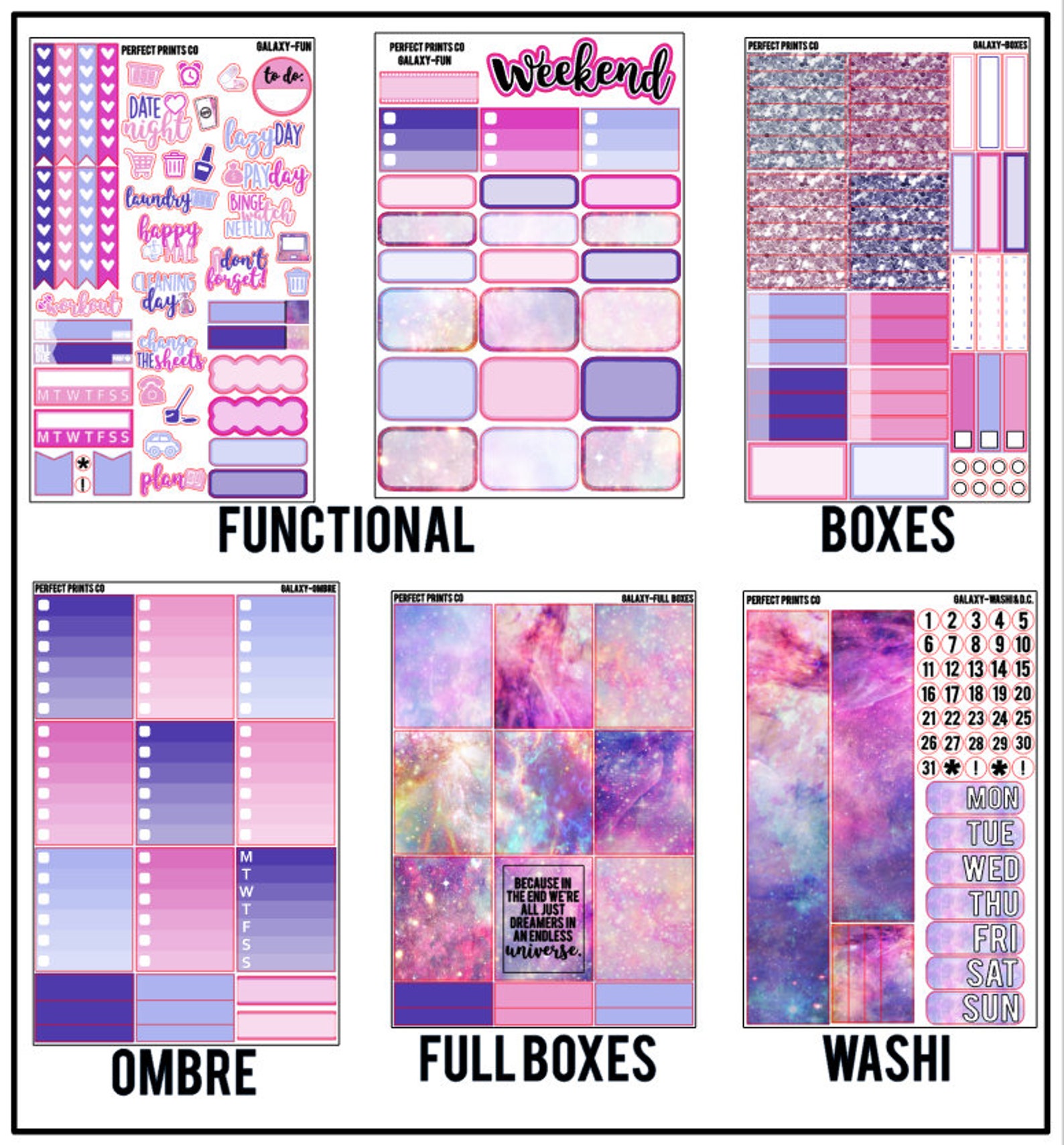 Galaxy Planner Sticker Kit for Use With Erin Condren Life | Etsy