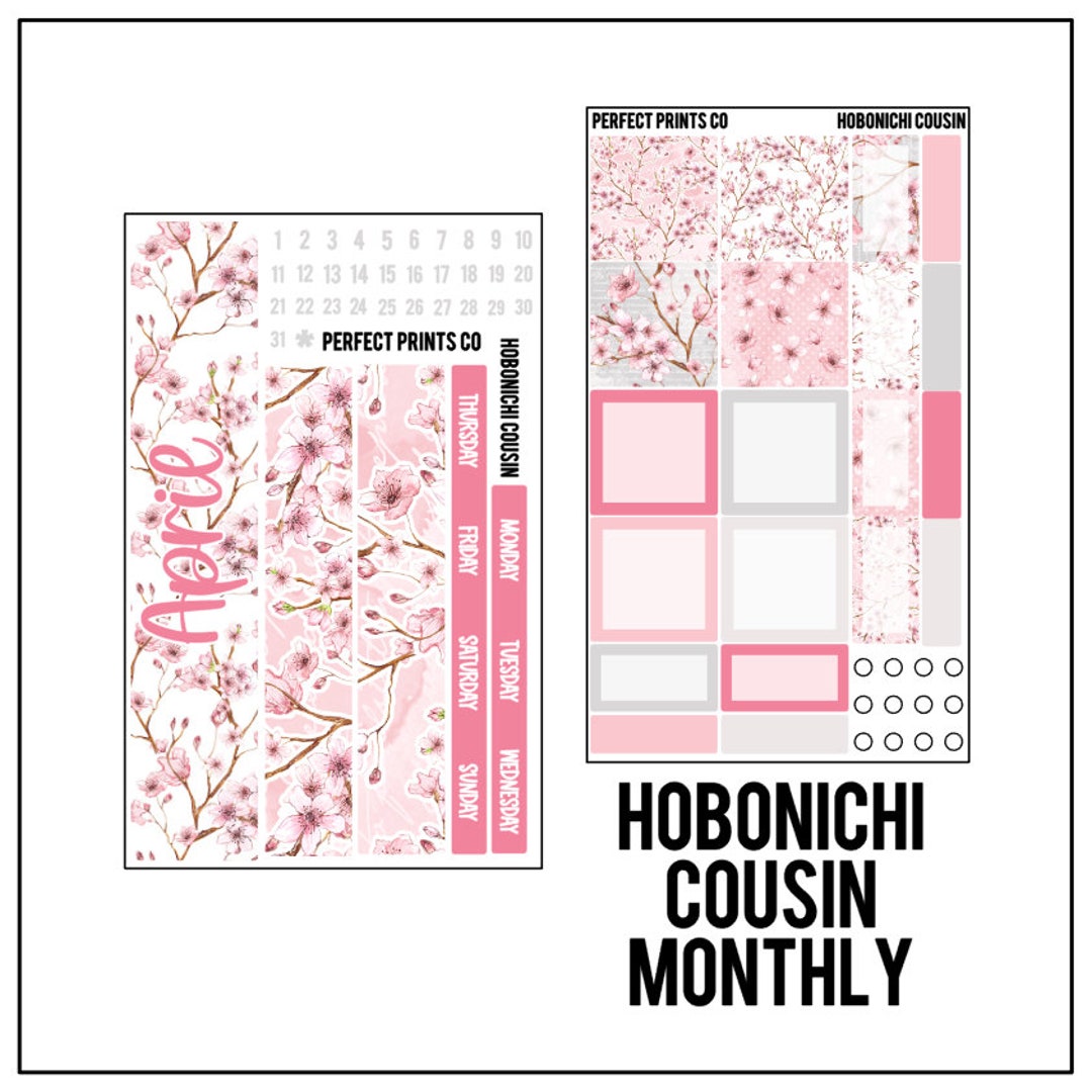 April Cherry Blossom Monthly View Kit for Use in the Hobonichi Cousin ...
