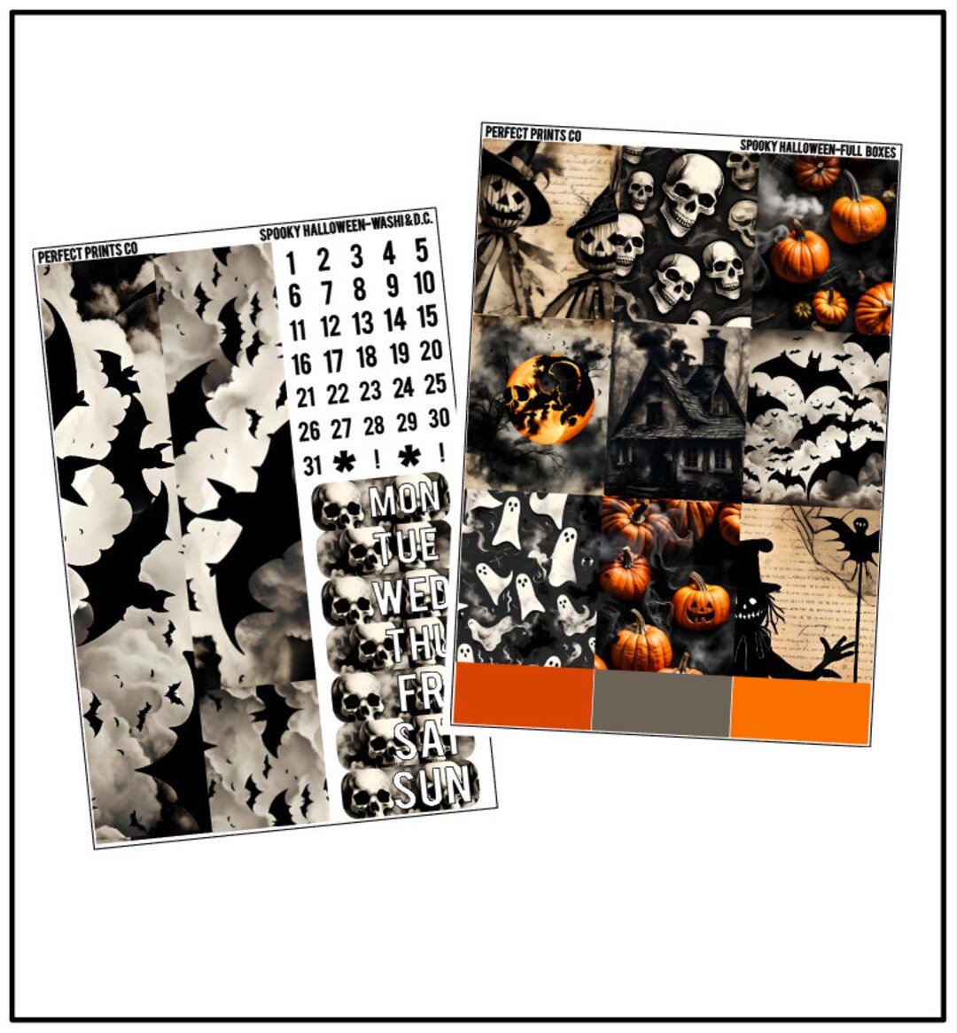 Spooky Halloween Planner Sticker Kit, for Use With Erin Condren Life ...