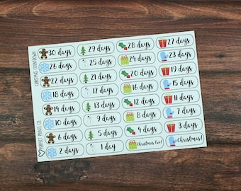 Christmas Countdown Planner Stickers, For use with Erin Condren Life Planner