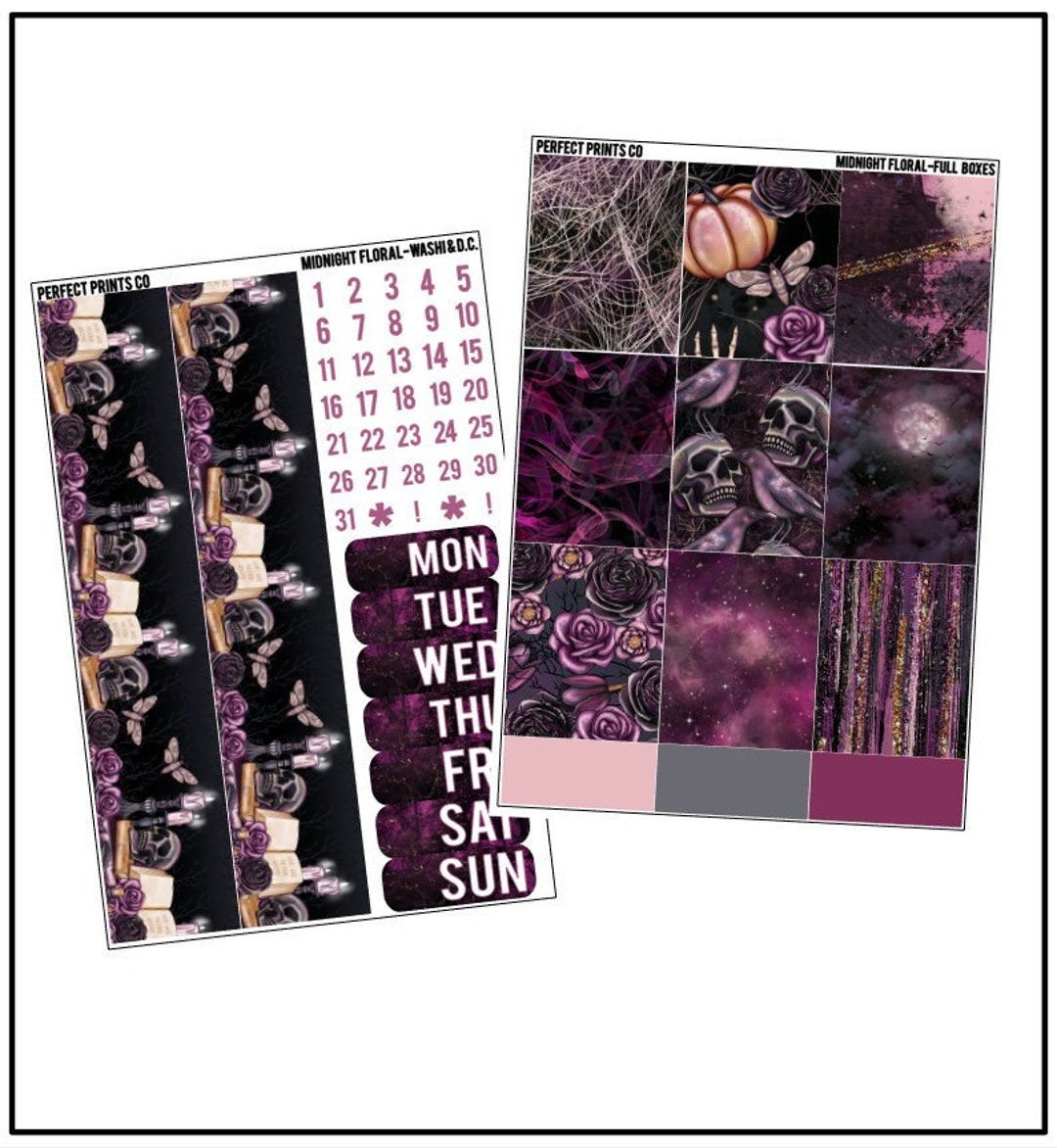 Midnight Floral Planner Sticker Kit, for Use With Erin Condren Life ...