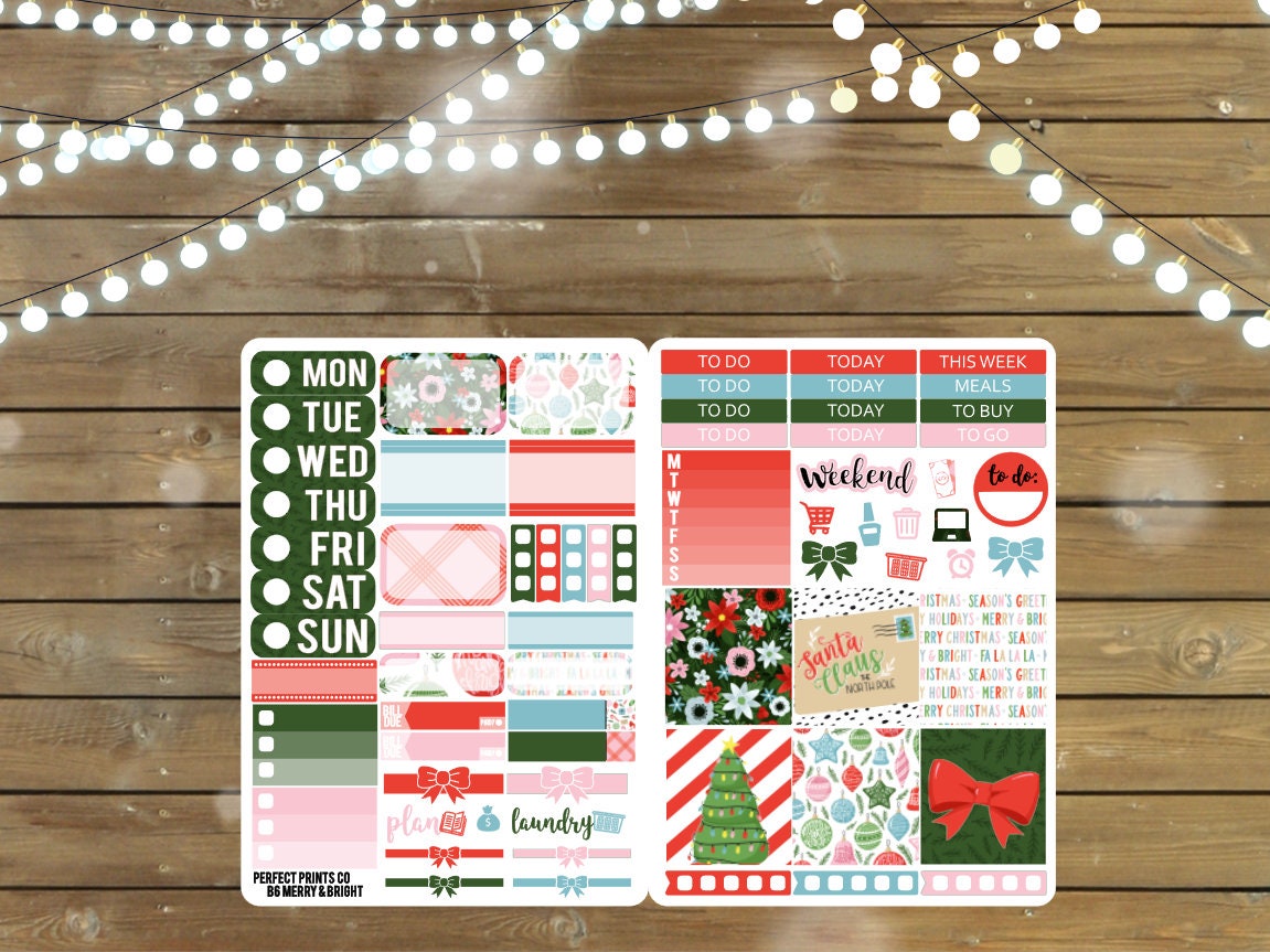 Merry and Bright B6 Sticker Kit Stickers Embellishments Scrapbooking ...
