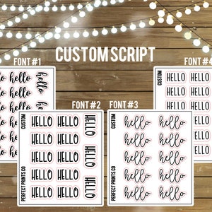 Custom Script Stickers for use in Planner
